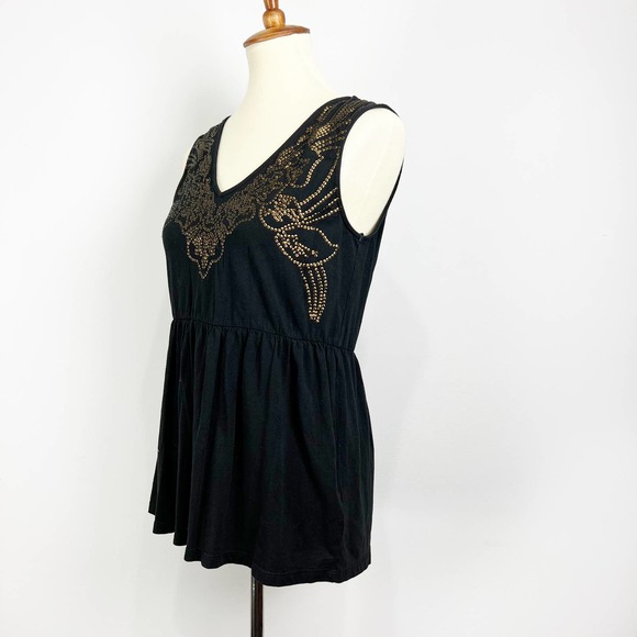 Victoria's Secret black and gold sequin cotton modal empire waist tank top Small - Picture 8 of 8
